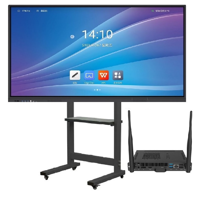 Інтерактивна панель Intech 75" (TS-75) з вбудованою камерою та мікрофоном, комп. модуль (i5 12Gen/16/512/W11Pro), мобільний стенд